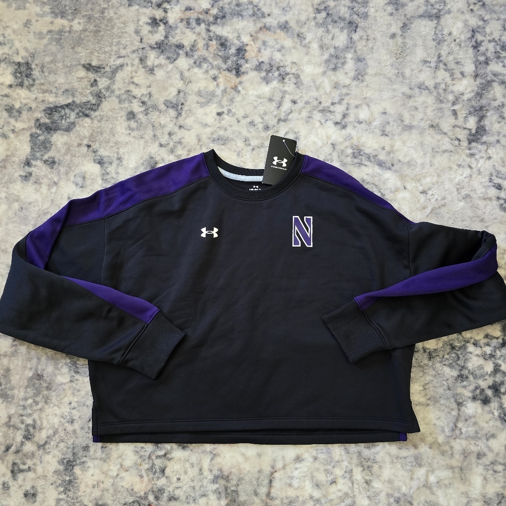 Under Armour Collegiate Northwestern Long Sleeve Crop Top Loose Fit Women Medium